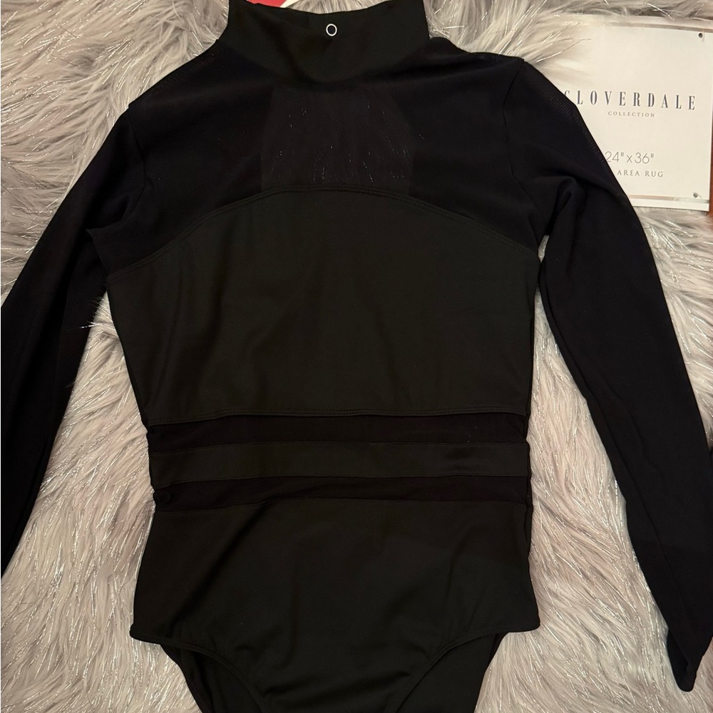 NWT black with mesh leotard adult medium